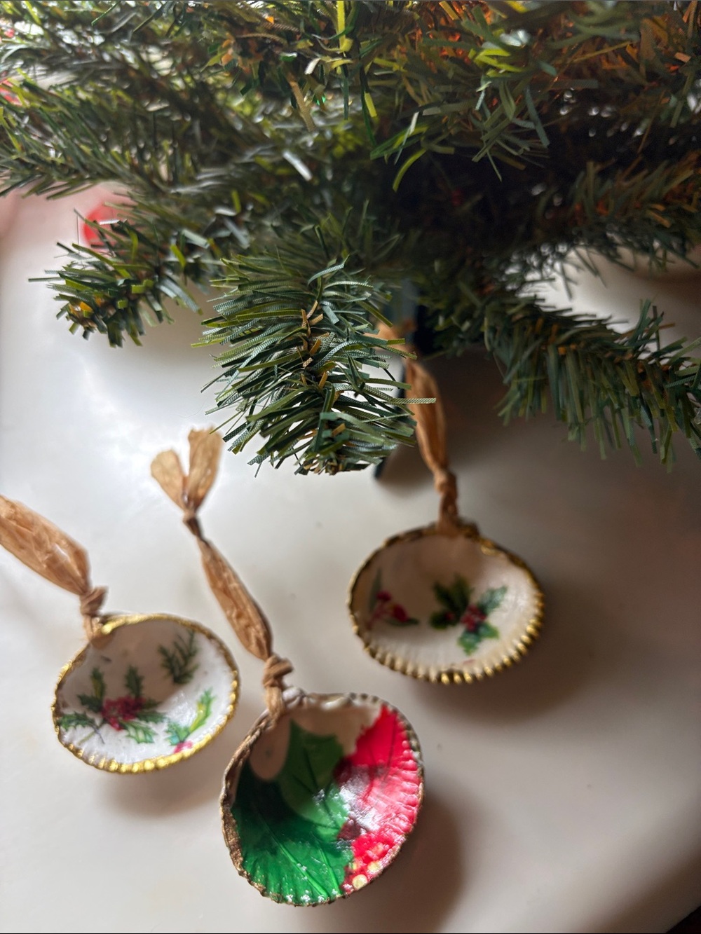 Set Of 3 Handmade And Decoupaged Shells